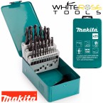 Makita Drill Bit Set HSS-R 25 Piece Roll Forged in Metal Case 1-13mm D-54097