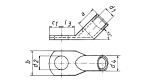 Angle tubular cable lugs, standard type without inspection hole, 95 mm², M16, 45° angled, Cu tin plated