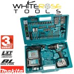 Makita Combi Drill Kit 18V LXT DHP484 with 5Ah Battery Charger 101pc Tool Set Cordless Brushless DHP484STX5