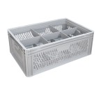 Glassware Stacking Crate (600 x 400 x 220mm) with 6 (181 x 173mm) Cells - Ventilated Sides and Base