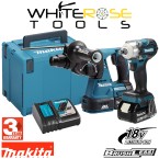 Makita Combo Kit 18V LXT Brushless DHR242 SDS Plus Hammer Drill DTW300 Impact Wrench 2 x 5Ah DLX2372TJ