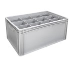 Glassware Stacking Crate (600 x 400 x 270mm) with 12 (135 x 114mm) Cells - Solid Sides and Base