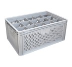 Glassware Stacking Crate (600 x 400 x 270mm) with 15 (107 x 114mm) Cells - Ventilated Sides and Base