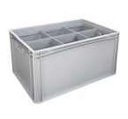 Glassware Stacking Crate (600 x 400 x 320mm) with 6 (181 x 173mm) Cells - Solid Sides and Base