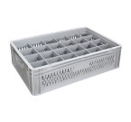 Glassware Stacking Crate (600 x 400 x 170mm) with 24 (89 x 85mm) Cells - Ventilated Sides and Base