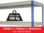 Heavy Duty Rivet Racking - Wide Shelving Bay (1830h x 1830w x 305d mm) with 4 Shelves