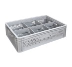 Glassware Stacking Crate (600 x 400 x 170mm) with 6 (181 x 173mm) Cells - Ventilated Sides and Base