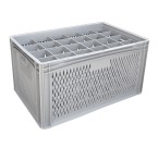 Glassware Stacking Crate (600 x 400 x 320mm) with 24 (89 x 85mm) Cells - Ventilated Sides and Base