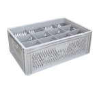 Glassware Stacking Crate (600 x 400 x 220mm) with 12 (135 x 114mm) Cells - Ventilated Sides and Base