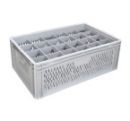 Glassware Stacking Crate (600 x 400 x 220mm) with 24 (89 x 85mm) Cells - Ventilated Sides and Base