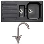 Astracast MSK 1.5 Bowl Asterite Granite Italian Black Kitchen Sink & Tap