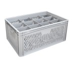 Glassware Stacking Crate (600 x 400 x 270mm) with 12 (135 x 114mm) Cells - Ventilated Sides and Base