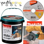 Makita Cutting Discs Slitting Cut Off Wheel for Angle Grinder 125mm x 1.2mm 100 Piece Bucket