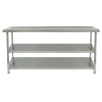 Parry Stainless Steel Wall Table With Two Undershelves 650mm Depth