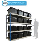 Heavy Duty Shelving Bay with 16 x LC3-P/Black (80 Litre) Attached Lid Containers