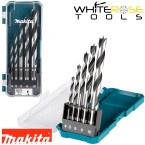 Makita Wood Drill Bit Set Straight Shank Brad Point 4-10mm Timber 5pc Woodwork