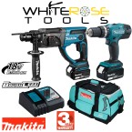 Makita Combo Kit 18V LXT Brushless DHR202 SDS Plus Hammer Drill DHP453 Combi Drill 2 x 5Ah DLX2025T