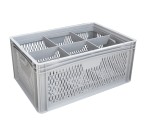 Glassware Stacking Crate (600 x 400 x 270mm) with 6 (181 x 173mm) Cells - Ventilated Sides and Base