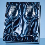 2 Diamante Wine Glasses with a Kiss Cut