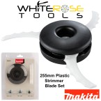 Makita Line Trimmer Grass Strimmer Brush Cutter Plastic Blade Head Set 255mm Includes Adaptors