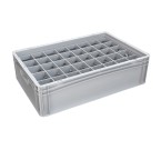 Glassware Stacking Crate (600 x 400 x 170mm) with 40 (66 x 67mm) Cells - Solid Sides and Base