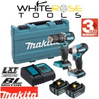 Makita Combi Drill Impact Driver Combo Kit 18V LXT 2 x 5Ah Batteries Charger Case DLX2414ST