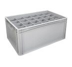 Glassware Stacking Crate (600 x 400 x 270mm) with 24 (89 x 85mm) Cells - Solid Sides and Base