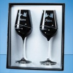 2 Onyx Black Diamante Wine Glasses with