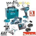 Makita 18V LXT Cordless Power Tool Kit DRT50Z Router DKP180Z Planer DHP485Z Combi Drill DLX3116TJ