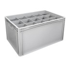 Glassware Stacking Crate (600 x 400 x 320mm) with 15 (107 x 114mm) Cells - Solid Sides and Base