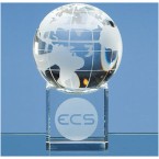 8cm Optical Crystal Globe on a Clear Cry