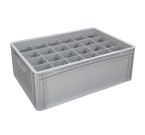 Glassware Stacking Crate (600 x 400 x 220mm) with 24 (89 x 85mm) Cells - Solid Sides and Base