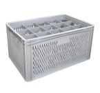 Glassware Stacking Crate (600 x 400 x 320mm) with 15 (107 x 114mm) Cells - Ventilated Sides and Base