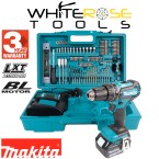 Makita Combi Drill Kit 18V LXT DHP485 with 5Ah Battery Charger 101pc Tool Set Cordless Brushless DHP485STX5